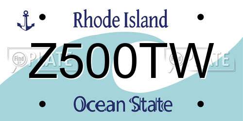 Z500TW Rhode Island License Plate
