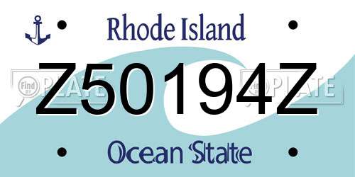 Z50194Z Rhode Island License Plate