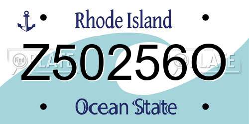 Z50256O Rhode Island License Plate