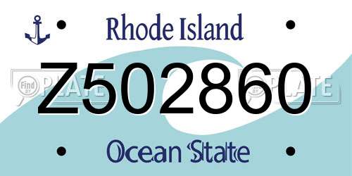 Z502860 Rhode Island License Plate