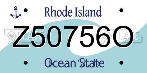 Z50756O Rhode Island License Plate