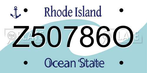 Z50786O Rhode Island License Plate