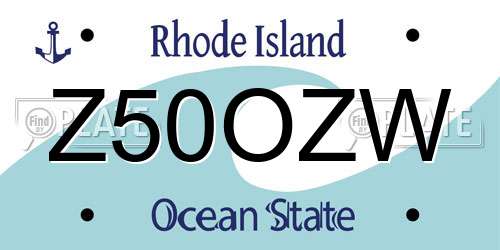 Z50OZW Rhode Island License Plate
