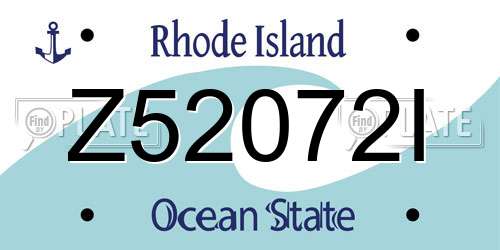 Z52072I Rhode Island License Plate