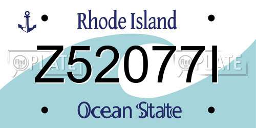 Z52077I Rhode Island License Plate