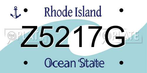 Z5217G Rhode Island License Plate