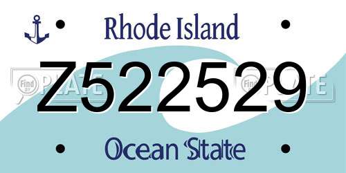 Z522529 Rhode Island License Plate