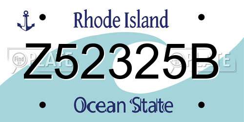 Z52325B Rhode Island License Plate