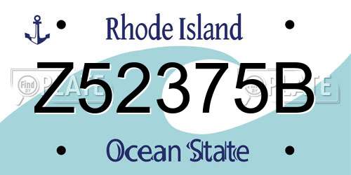 Z52375B Rhode Island License Plate