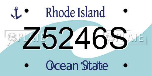 Z5246S Rhode Island License Plate