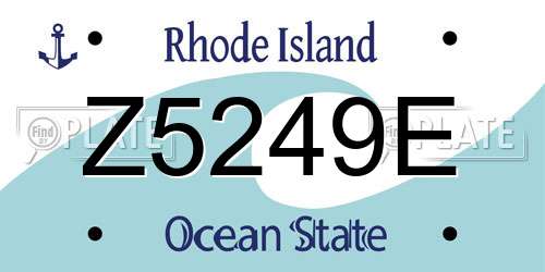 Z5249E Rhode Island License Plate