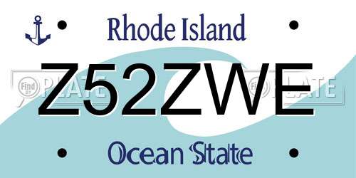 Z52ZWE Rhode Island License Plate