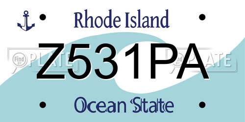 Z531PA Rhode Island License Plate