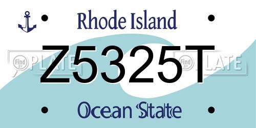 Z5325T Rhode Island License Plate