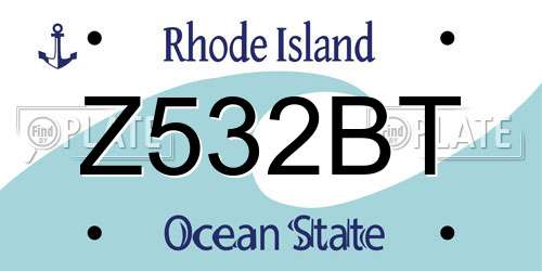 Z532BT Rhode Island License Plate