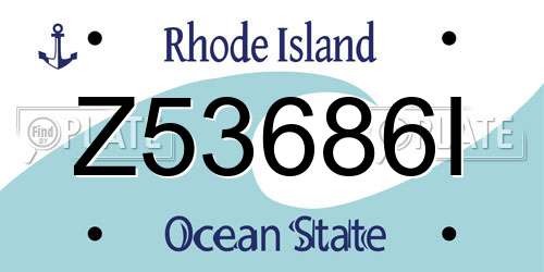 Z53686I Rhode Island License Plate