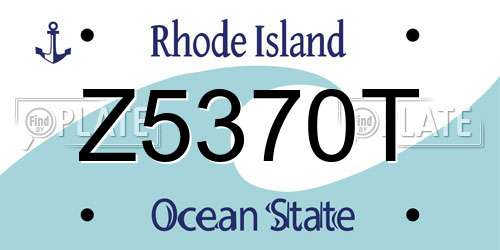 Z5370T Rhode Island License Plate