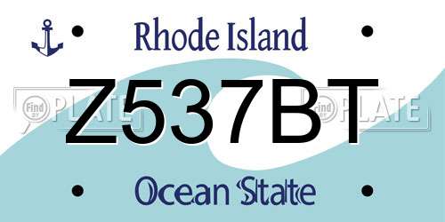 Z537BT Rhode Island License Plate