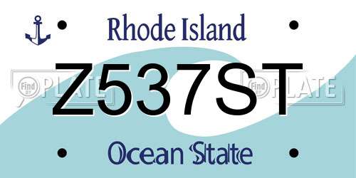 Z537ST Rhode Island License Plate