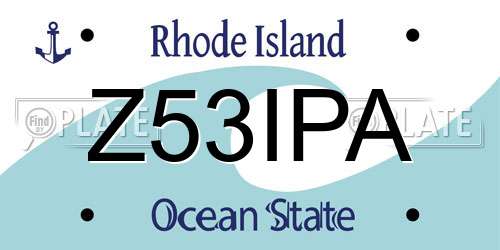Z53IPA Rhode Island License Plate