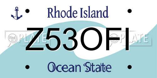 Z53OFI Rhode Island License Plate