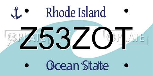Z53ZOT Rhode Island License Plate