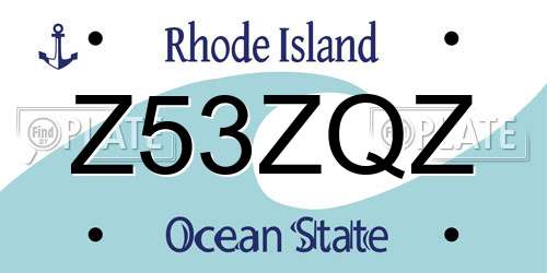 Z53ZQZ Rhode Island License Plate