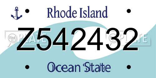 Z542432 Rhode Island License Plate