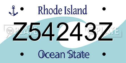 Z54243Z Rhode Island License Plate