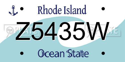 Z5435W Rhode Island License Plate