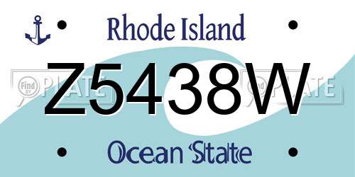 Z5438W Rhode Island License Plate