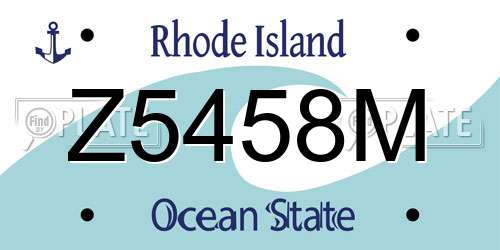 Z5458M Rhode Island License Plate