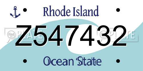 Z547432 Rhode Island License Plate