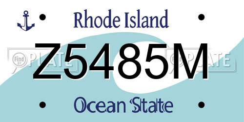 Z5485M Rhode Island License Plate