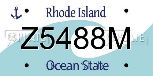 Z5488M Rhode Island License Plate