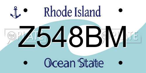 Z548BM Rhode Island License Plate