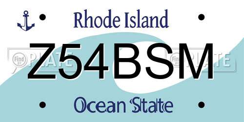 Z54BSM Rhode Island License Plate
