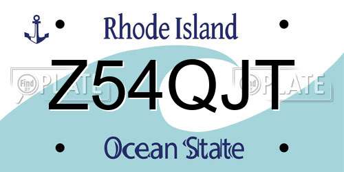 Z54QJT Rhode Island License Plate