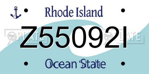 Z55092I Rhode Island License Plate