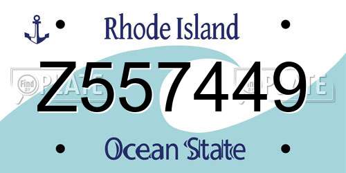 Z557449 Rhode Island License Plate