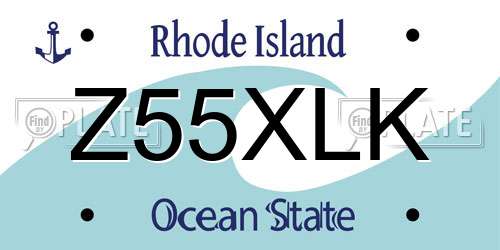 Z55XLK Rhode Island License Plate