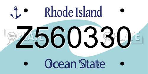Z560330 Rhode Island License Plate
