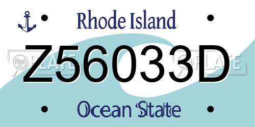 Z56033D Rhode Island License Plate