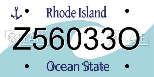 Z56033O Rhode Island License Plate