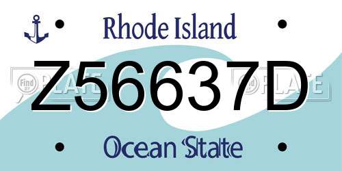 Z56637D Rhode Island License Plate
