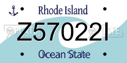 Z57022I Rhode Island License Plate