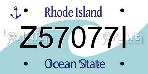 Z57077I Rhode Island License Plate