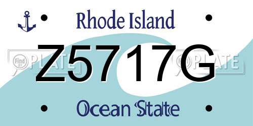 Z5717G Rhode Island License Plate