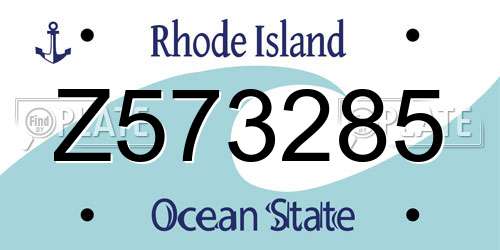 Z573285 Rhode Island License Plate