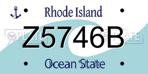 Z5746B Rhode Island License Plate